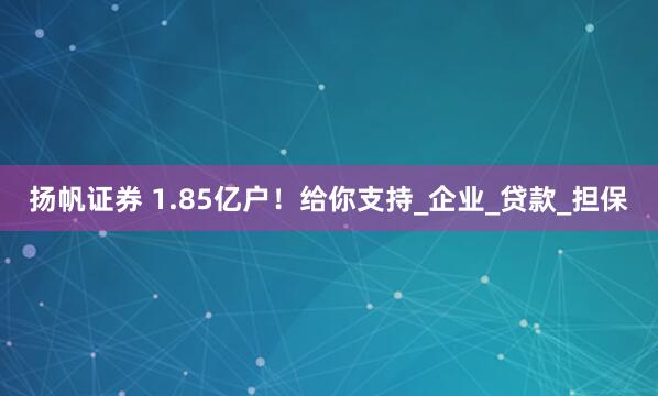 扬帆证券 1.85亿户！给你支持_企业_贷款_担保